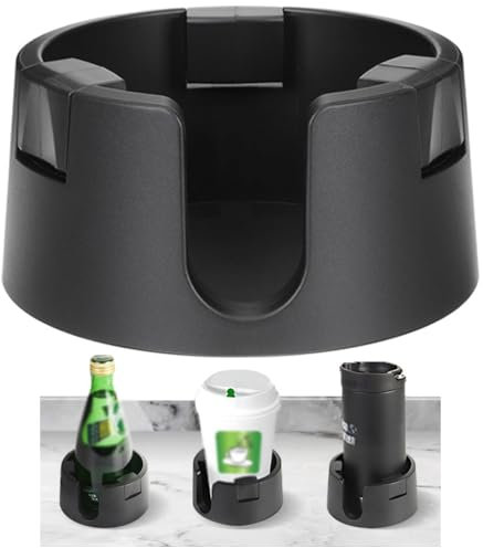 Ygapuzi Anti-Spill Cup Holder Desk Adjustable Drink Holder Non Tipping Table Coaster Fits Cups from 2.92 to 3.7 Inches Inner Diameter for Home Couch Boat Outdoors Office (Black)