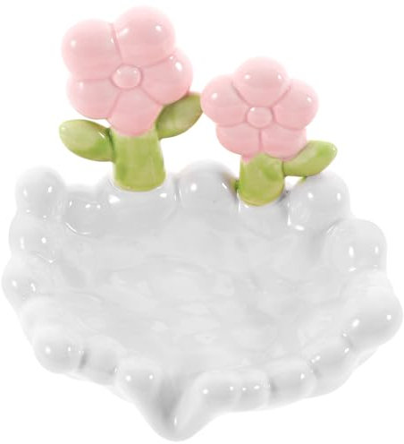 Amosfun Selbstentleerende Seifenschale Aus Keramik mit Blumenmotiv Dekorativer Seifenhalter Badezimmerzubehör