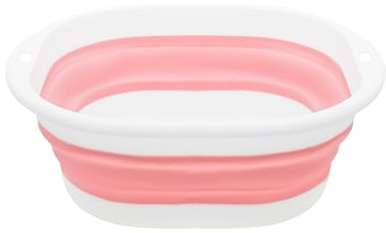 MultiValue Bac à linge pliable en plastique pour le camping - Panier à linge pliable peu encombrant avec trous de suspension - Pour l'intérieur et l'extérieur (rose, M)