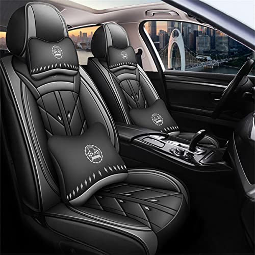 maiqiken Autositzbezug Für Mercedes Benz GL GlE GLA GLC GLK Komplettset 5 Sitze sitzbezüge Allwettereinsatz Auto PU Ledersitzbezug Vorne und Hinten 5 Stück, Deluxe Version - Grau