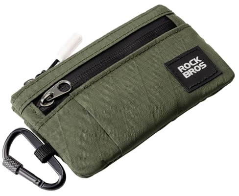 ROCKBROS Porte-Cartes pour Homme et Femme, Portefeuille Petit Multifonctionnel Portable Porte Monnaie avec Porte-clés, Vert