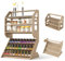 tonchean Estante de madera para pinturas de modelos, estante de almacenamiento de pintura para manualidades con capacidad para 51 botellas, 25 pinceles de pintura, soporte para herramientas de pintura