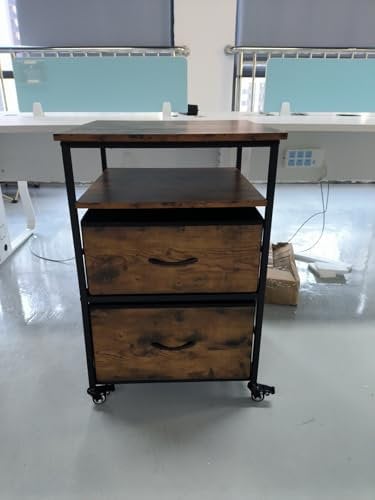 yeshine Mobile Mini Fridge Stand with Storage with Rolling Wheels Mini Fridge Table for Living Room Kitchen Bedroom Office Dorm (Vintage Brown)