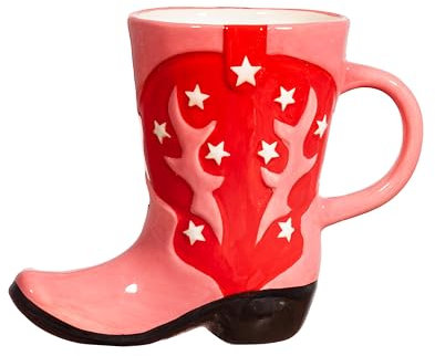 Sass & Belle Cowboy Boot Shaped Mug – Red Western-Inspired Design, 280ml Novelty Tea or Coffee Cup, Fun Gift Idea, Unique Collectible for Kitchen Décor, Desk Display or Everyday Use