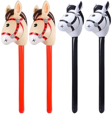 RELKLYU 4 Morceaux De Bâtons Gonflables en Forme De Cheval, Jouets pour Enfants, Accessoires De Rôle, Jouets Gonflables pour Enfants, Fournitures De Fête.