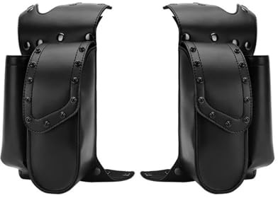 Motorcycle Panniers Bags For Touring Road King Electra Glide 93+ Motorcycle Saddle Bag Protective Bag With Water Bottle Cup Holder Leather Motorcycle Luggage Bag(1 Pair)