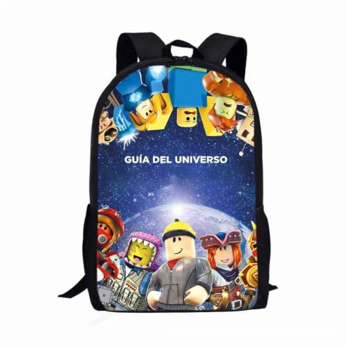 Ubephant 17in Roblx Mochila, Roblx Backpack, Azul para Niños Estudiantes de Primaria Niños Mochila R-oblx Regalo de Mochil de Niño y Niña
