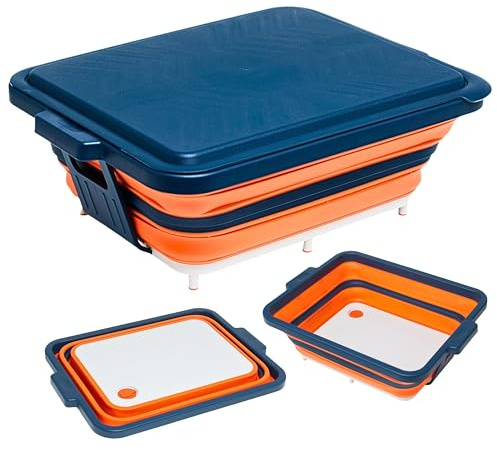 Collapsible BBQ Prep Tub with Lid and Cutting Board – XL Meat Marinating Container – Barbecue Accessory for Brisket, Grilling, Smoking, Tailgate & Camping – Brine & Meal Prep System for Outdoor Grill