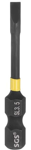 sourcing map SL3.5 Slotted Impact Screwdriver Bits 3.5mm Slotted Tip 1/4 Hex Shank 50mm (2) Long Magnetic Flat Head Phosphated S2 Steel Screw Driver Drill Bits Electric Power Tool