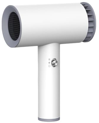 Asciugacapelli senza fili, asciugacapelli portatile ricaricabile con ricarica USB, aria calda e fredda, asciugacapelli con batteria per viaggi, campeggio, scuola, dormitorio, bianco