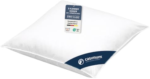 Gänsedaunenkissen 80x80 cm, First Class 3-Kammer Kissen, Made in Germany | 100% Gänsedaunen (Außen), für Allergiker geeignet, für Rücken- & Seitenschläfer, 100% Baumwolle, OEKO-TEX STANDARD 100