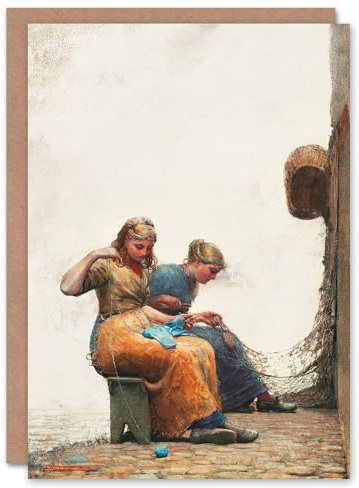 Artery8 Winslow Homer Art Card Women Mending the Fishing Nets