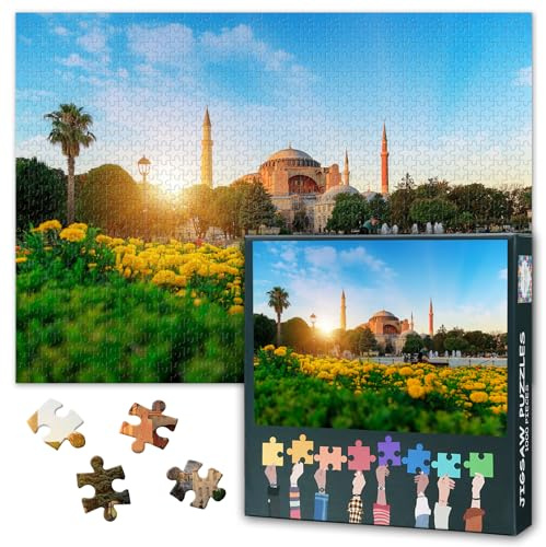 Erwachsene Puzzles 1000 Blöcke, Santa Sofia Moschee Puzzle, Sultan Ahmet Park Puzzle Istanbul, Türkei, Puzzles Spiel für Erwachsene Spielzeug für ältere Freunde 50x70cm