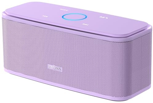 RoxleyLtd DOSS SoundBox Sound and Bass Touch Portable Wireless Speaker with 12W HD Touch Control Handsfree IPX5 Waterproof 20H Playtime Bluetooth 5.0 Speaker for Home Outdoor Travel-Black (Purple)