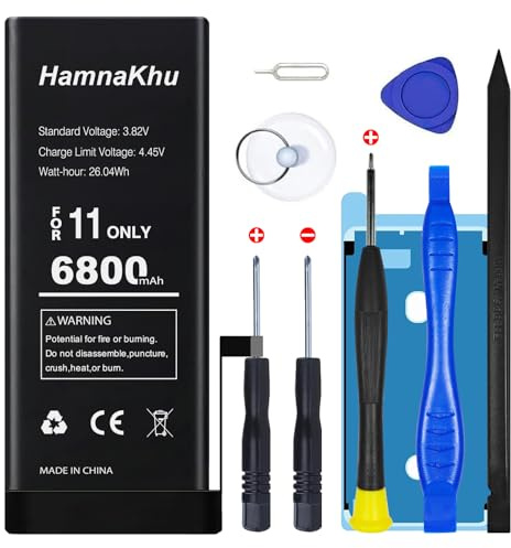 6800mAh (New Upgrade) Super Capacity Battery Compatible with iPhone 11, 0 Cycle Li-Polymer Replacement Battery for iPhone 11, with Professional Repair Tool Kit