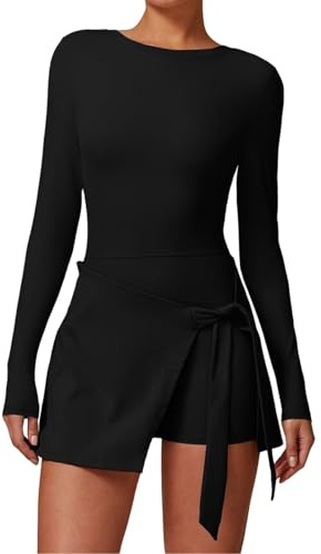 Tenniskleid Damen Tennis Dress Outfit - mit Taschen Golfkleid Polokleid Golf Outfit Damen A-Linien Sommer Elastizität Sportkleid Sport Kleid mit Hose Drunter Minikleid Frauen Schwarz M