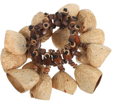 STOBAZA Nussrassler und Handglockentrommel Muschelarmbandinstrumente für Afrikanische Rhythmen Handgefertigte Handglocke und Perkussionsarmband für Tanz und Yoga