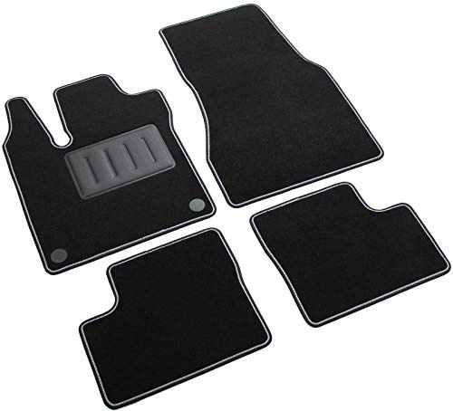 Il Tappeto Auto SPRINT03710 Autofußmatten aus Teppichstoff, schwarz, rutschfest, zweifarbiger Rand, Absatzschoner aus Gummi, für Twingo III ForFour W453