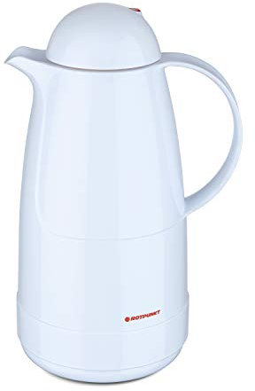 ROTPUNKT Isolierkanne 215 Christine 1,5 l | Zweifunktions-Drehverschluss | BPA Frei- gesundes Trinken | Made in Germany | Warm + Kalthaltung | Glaseinsatz (Polar)
