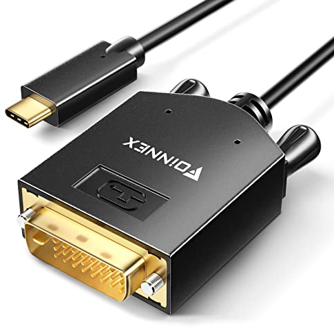 Câble USB C vers DVI 4K@30Hz, Câble USB 3.1 Type-C a DVI-D, Cable Thunderbolt 3 to DVI (24+1) pour MacBook Pro, Samsung Galaxy, Surface Book, Dell, HP Spectre x360, Surface Pro, 1M/3.3FT