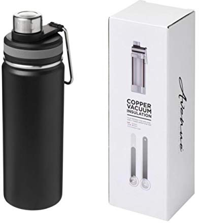 Schmalz® Isolierflasche GESSI 590 ml vakuumisolierte Trinkflasche aus Kupfer Edelstahl mit Kupferisolierung auslaufsicher BPA-Frei (schwarz, ohne Gravur)