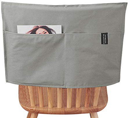 Removable Back Chair Storage Bag with 2 Pocket,Soft High Back Dining Chair Covers Home Hotel Large Capacity Washable Chair Covers Hanging Storage for Phone Notepad Book Magazines DVD Eyewears Drinker
