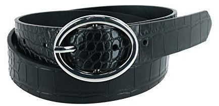 CTM Damen Krokodil-Druck Mittelsteg-Schnalle Gürtel, groß, Schwarz
