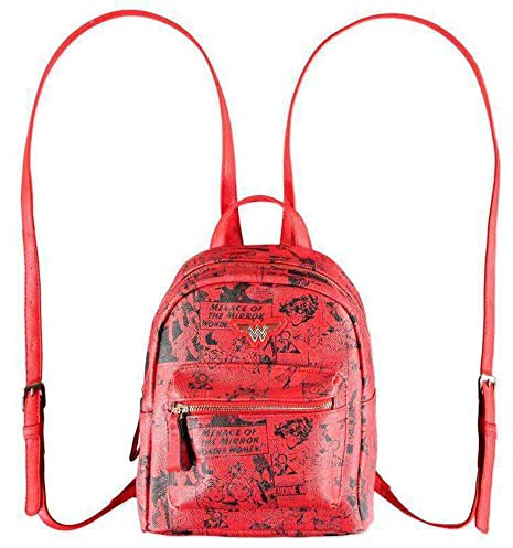 Wonder Woman Backpack Menace of the Mirror Comic Strip Nue offiziell Rot Mini