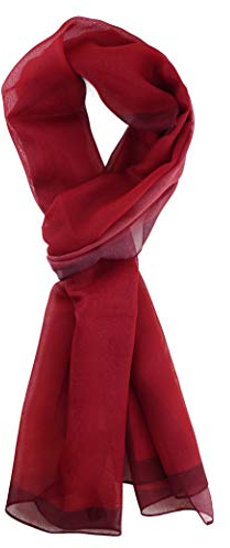 TigerTie Damen Chiffon Halstuch in bordeaux weinrot mit Bordüre - Größe 160 cm x 36 cm
