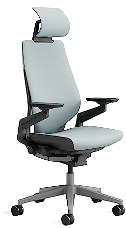 Steelcase Gesture Ergonomischer Bürostuhl mit 360° Armlehnen, 3D-Live Back Lumbalstütze, anpassbarer Kopfstütze Sturmhorizont, 66 x 62.5 x 107