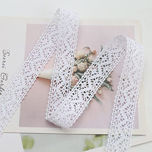 ToBeIT Vintage spitzenband aus Baumwolle- spitzenband Dekoband Zierband Spitzenstoff Spitzenborte für Nähen Handwerk Hochzeit Deko Scrapbooking Geschenkbox (weiss/20meter 0.53)