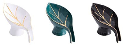 SYXL Boîte à Savon Porte-Savon de ménage créatif, Porte-Savon en céramique de Luxe léger avec Texture de Bord doré, boîte de Rangement de Savon de vidange de comptoir Ménage