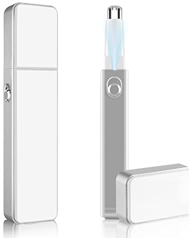 ACWOO Nose Hair Trimmer for Men, Professional Painless Ear and Nose Clipper, Battery-Operated Facial Trimmer With Light, IPX7 Waterproof, Dual Edge Blades (White)
