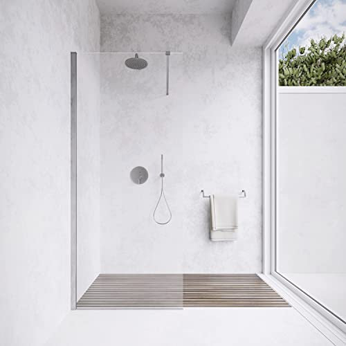 Box Doccia 80cm Walk-in Altezza 200cm Vetro Temperato Trasparente da 8mm con Trattamento Anticalcare mod. Lazaros