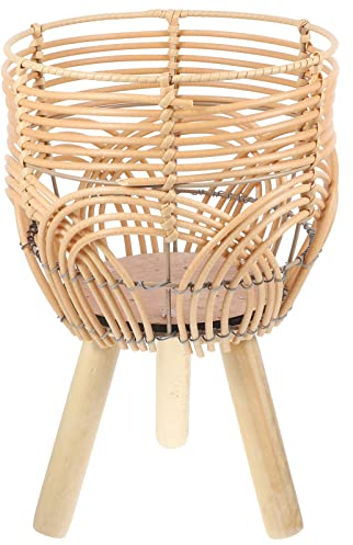Cabilock Blumenständer Rattan Pflanzenständer Blumenhocker Geflochtener Blumenkorb Pflanzentopf Übertopf Blumentopf Blumenvase für Zuhause Garten Balkon Wohnzimmer Dekoration S