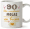 MUGFFINS Tazas 90 Cumpleaños - En Español - Feliz Cumpleaños Molas un Huevo - 11 oz / 330 ml - Regalo original y divertido