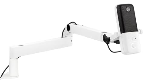 Elgato Wave:3 White microfono con braccio a profilo basso white, regolabile, canalina per cavi, ideale per podcast, streaming, gaming, home office, software di mixaggio gratis, Plug & Play per Mac, PC