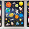 Whaline 6 Blatt Weltraum-Fensteraufkleber mit Weltraum-Astronauten-Raketen, Sonnensystem, Fensteraufkleber für Schlafzimmer, Kinderzimmer, Wohnzimmer, Dekor