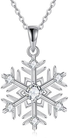 VONALA 925 Sterling Silber Schneeflocke Kette Weihnachten Anhänger Halskette Schmuck Geburtstagsgeschenke für Damen Mädchen (Schneeflocke)