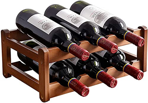 Pimex wine rack, Tabletop Wine Racks, 2-Tier Wood Shelf Storage Shelves For 6 Bottles, Wine Cabinets, Home & Kitchen Décor Home Decoration
