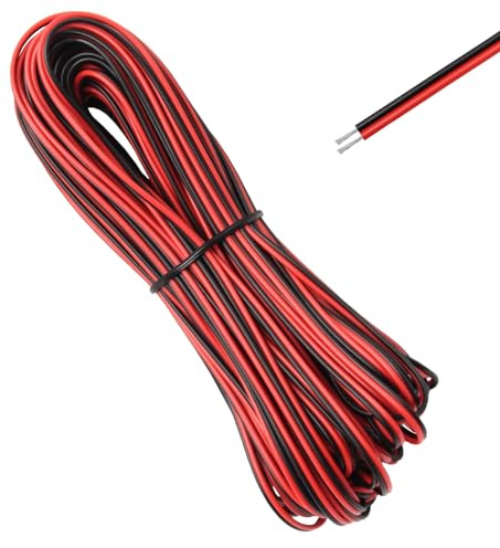 UTMACH 20M Cavo Elettrico 22AWG per Strisce Luminose A Led Per Auto | Filo Elettrici Nero e Rosso,Cavo Fili di Rame Stagnato 2 Conduttori,Cavi di Prolunga Filo Flessibile in Silicone