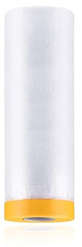 qhklew Telo Imbianchino Copritutto, 2 x 50 m Telo Plastica Copritutto, Telo Protettivo per Mobili, Trasparente Pellicola Antipolvere, Pellicole Mascheranti con Nastro Adesivo per Vernice Spray