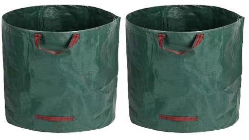 YAZHED 2 x 50 L Garden Waste Bags Gartensack Laubsack Müllsack Gartensäcke Selbststehend Faltbar Gewebter Beutel Laubsäcke Gartensäcke für Gras Laub Hecke Gartenabfall(45 * 32cm)