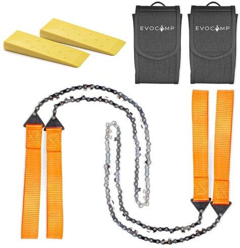 EVOCAMP Handkettensäge mit 33 Kettengliedern - Bushcraft Ausrüstung - kompakte und faltbare Camping Säge 65 cm mit einer Tasche - Ausrüstung für Camping (2 Stück)