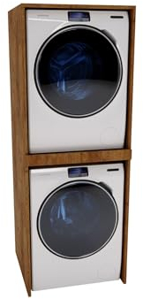 CraftPAK Waschturm - Waschmaschinenschrank für Waschmaschine & Wäschetrockner | Schrank Waschmaschine für Waschküche - Möbel Größe 66x180x65 cm Braun