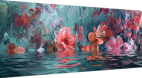 Blume Diamond Painting xxl 225x90cm, 5D DIY Diamant Painting Bilder Fluss Diamand Painting Kinder mit Diamond-Painting Zubehör, Groß Diamant kunst Basteln Erwachsene, Home Décor Malerei