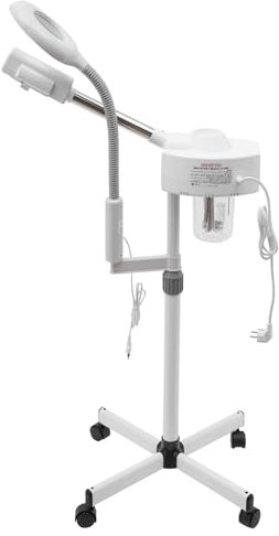 750 W, 2 in 1, vapore, 220 V, sala cosmetica, altezza regolabile con rotazione a 360 gradi e luce LED, evaporatore per sauna facciale con lente d'ingrandimento