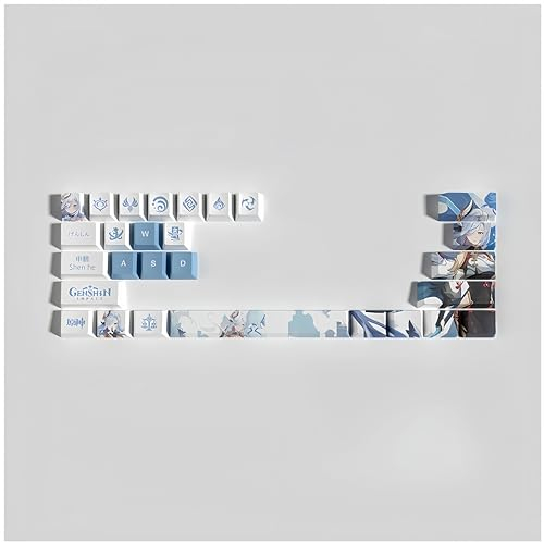 Genshin Impact Tastenkappen, 29 Tasten, OEM/PBT Thermosublimation, benutzerdefinierte Tastenkappen für 61/64/87/104 Cherry Gateron MX Switches mechanische Tastaturen (Shenhe)