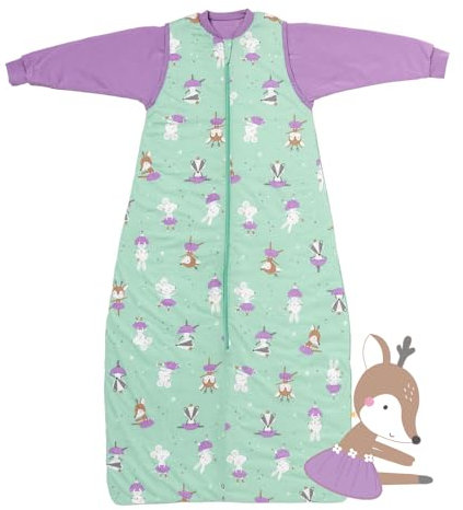schlummersack Schlafsack Baby ganzjährig 110 cm Ballerina | Babyschlafsack mit Ärmel abnehmbar 2.5 Tog Baby Schlafsack ganzjährig | Ganzjahres Schlafsack Baby Baumwolle