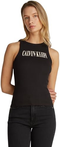 Calvin Klein Damen Tank Top Varsity Rib Slim Fit, Schwarz (Ck Black), M